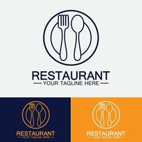 logotipo do restaurante com ícone de colher e garfo, conceito de bebida de comida de projeto de menu para café restaurante vetor