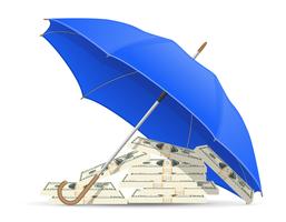 conceito de ilustração em vetor guarda-chuva de dólares protegidos e segurados