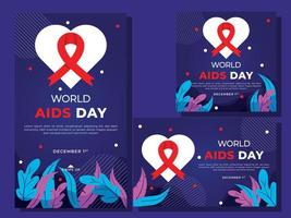 dia mundial da aids para postagem em mídias sociais ou ilustração de pacote de modelos de histórias vetor