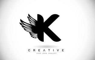 logotipo da letra k com asas. asa criativa letra k logotipo ícone design vector