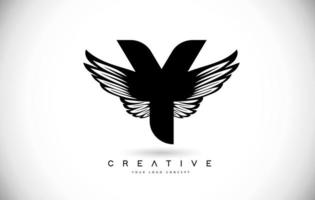 logotipo da letra y com asas. asa criativa letra y logotipo ícone design vector