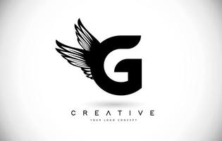 logotipo da letra g com asas. asa criativa letra f logotipo ícone design vector