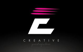 e branco e rosa swoosh carta logo design com ideia de vetor de conceito criativo