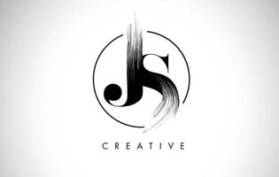 design de logotipo de letra de pincelada js. ícone de letras de logotipo de tinta preta. vetor