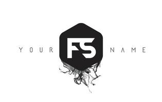 Design do logotipo da letra fs com respingo de tinta preta vetor