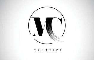 design de logotipo de carta de pincelada de MC. ícone de letras de logotipo de tinta preta. vetor