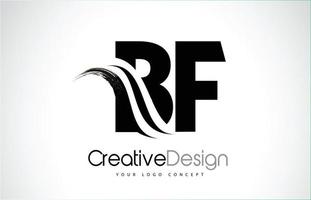 design de letras pretas de pincel criativo bf bf com swoosh vetor