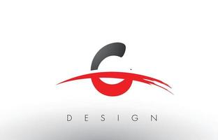 Letras do logotipo da escova c com escova swoosh vermelha e preta na frente vetor