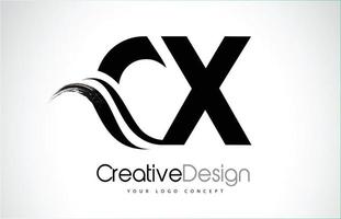 cx cx creative brush design de letras pretas com swoosh vetor