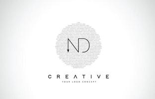 nd nd design de logotipo com vetor de letra de texto criativo em preto e branco.