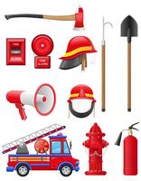 conjunto de ícones de ilustração em vetor equipamento combate a incêndios