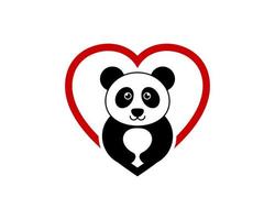 forma de amor simples com um panda fofo dentro vetor