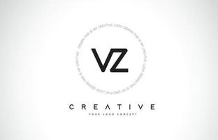 vz vz design de logotipo com vetor de carta de texto criativo em preto e branco.