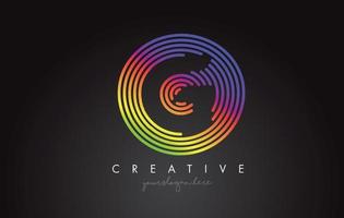 design do logotipo da letra g com formas circulares coloridas do arco-íris. logotipo da carta vibrante. vetor