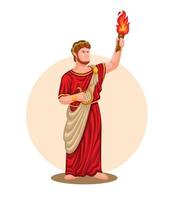 nero, o quinto imperador de Roma. figura da mitologia com ilustração do personagem tourch e harpa vetor