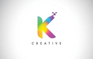 k vetor de design de carta logotipo colorido. ícone de letra gradiente de arco-íris criativo