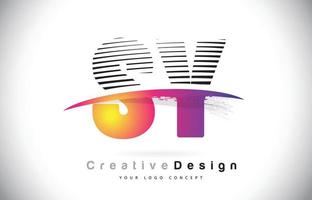 sy sy letter logo design com linhas criativas e swosh na cor roxa do pincel. vetor