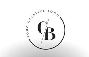 Design de logotipo de carta com serifa cb com corte cruzado criativo. vetor