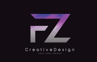 design de logotipo de carta fz. textura roxa ícone criativo letras modernas logotipo de vetor. vetor