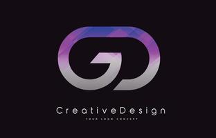 design do logotipo da letra gd. textura roxa ícone criativo letras modernas logotipo de vetor.