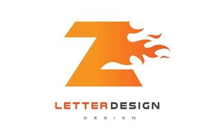 Design do logotipo da chama da letra z. conceito de rotulação do logotipo de fogo. vetor