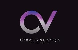 design de logotipo de carta ov. textura roxa ícone criativo letras modernas logotipo de vetor. vetor