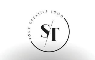 design do logotipo da letra st serif com corte interseccionado criativo. vetor