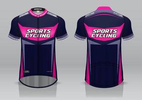 design de jersey para ciclismo, vista frontal e traseira, uniforme sofisticado e fácil de editar e imprimir, uniforme da equipe de ciclismo vetor