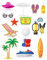 conjunto de ilustração em vetor praia ícones