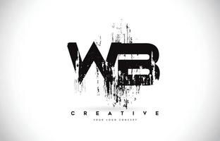 wb wb grunge escova design de logotipo de letra em ilustração vetorial de cores pretas. vetor