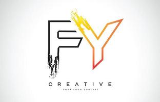 Fy design de logotipo moderno e criativo com cores laranja e preto. design de carta de traço de monograma. vetor