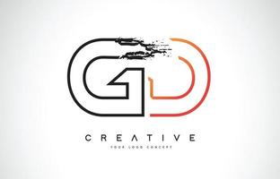 design de logotipo moderno criativo gd com cores laranja e preto. design de carta de traço de monograma. vetor