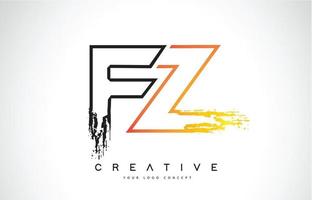 fz design de logotipo moderno criativo com cores laranja e preto. design de carta de traço de monograma. vetor