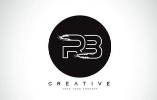 rb design de logotipo leter moderno com monograma preto e branco. monograma de escova de logotipo de letra criativa. vetor