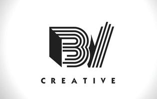 carta de logotipo bv com design de linhas pretas. ilustração vetorial de letra de linha vetor