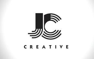 carta de logotipo jc com design de linhas pretas. ilustração vetorial de letra de linha vetor