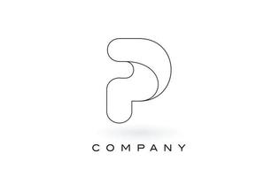 p logotipo da letra do monograma com contorno preto fino do contorno do monograma. vetor de design de carta na moda moderna.