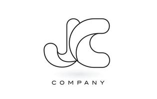 logotipo da letra do monograma jc com contorno fino do contorno do monograma preto. vetor de design de carta na moda moderna.