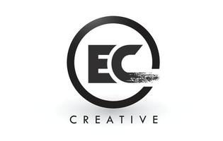 design de logotipo de letra de escova ec. logotipo do ícone de letras escovadas criativo. vetor