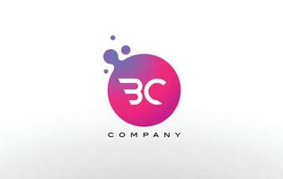 design de logotipo de pontos de letra bc com bolhas na moda criativas. vetor