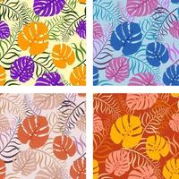 conjunto de floral tropical de vetor padrão sem emenda brilhante. selva exótica moderna e ilustração de plantas na mão desenhada design de estilo para moda, tecido.