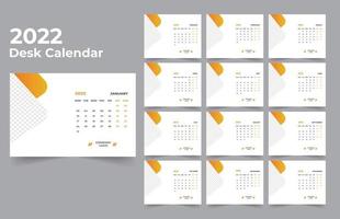 modelo de design de calendário de mesa 2022 conjunto de 12 meses, semana começa na segunda, design de papelaria, planejador de calendário