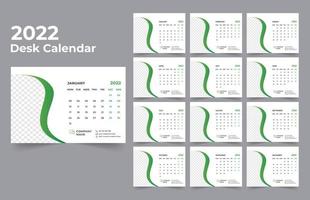 modelo de design de calendário de mesa 2022 conjunto de 12 meses, semana começa na segunda, design de papelaria, planejador de calendário vetor