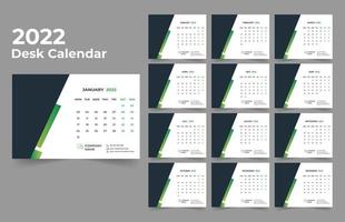 modelo de design de calendário de mesa 2022 conjunto de 12 meses, semana começa na segunda, design de papelaria, planejador de calendário