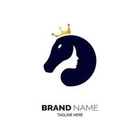 design de modelo de logotipo rainha mulher e cavalo para marca ou empresa vetor