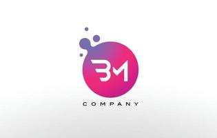 design de logotipo de pontos de letra bm com bolhas na moda criativas. vetor