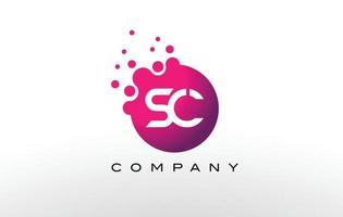 design de logotipo de pontos de letra sc com bolhas na moda criativas. vetor