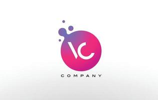 design de logotipo de pontos de carta vc com bolhas na moda criativas. vetor