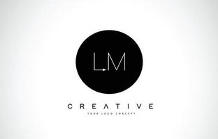 lm lm design de logotipo com vetor de letra de texto criativo em preto e branco.