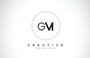 design do logotipo gm gm com letra de texto do ícone criativo em preto e branco vetor